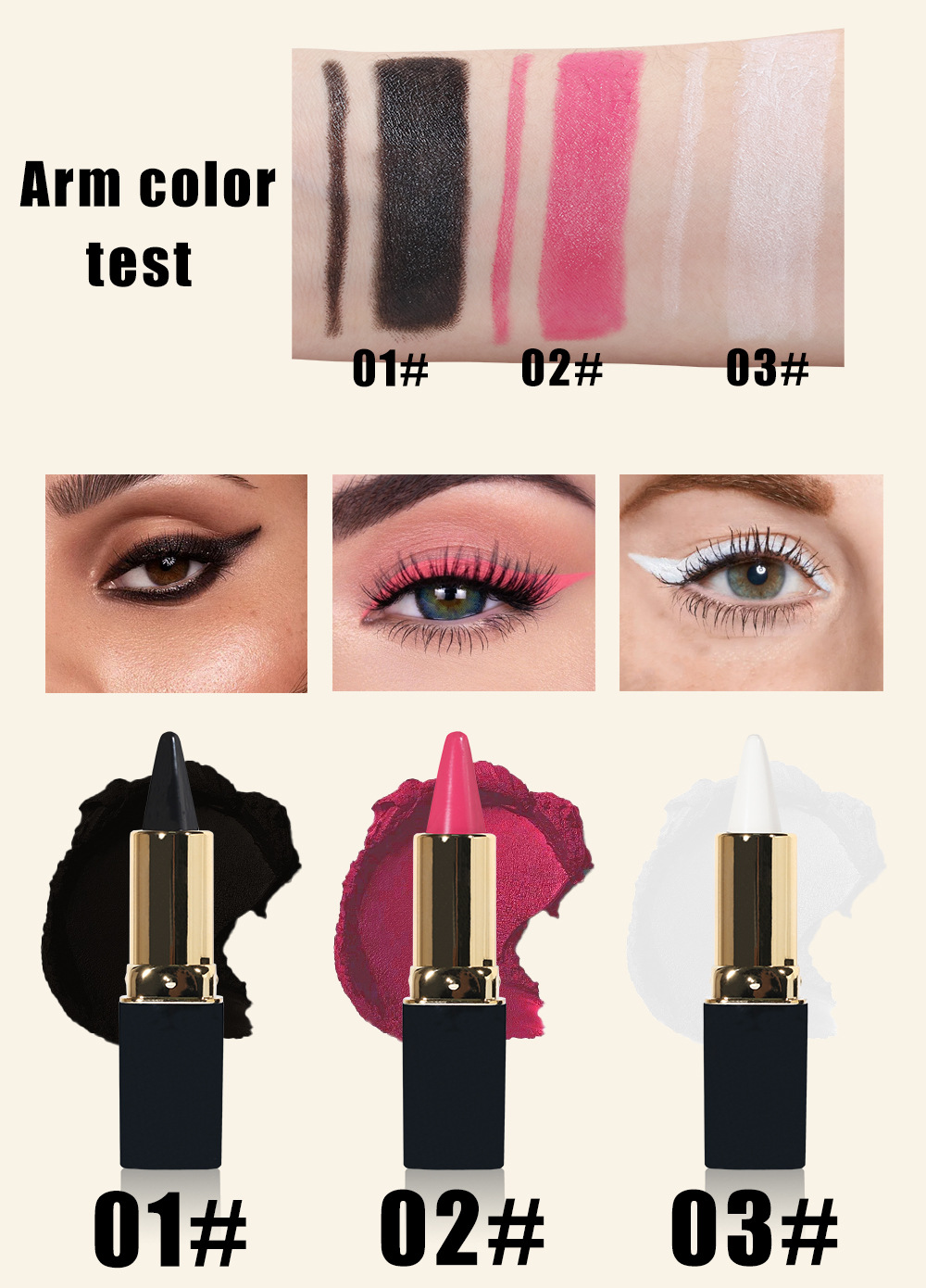 Julystar's new rich and colorful natural waterproof eyeliner gel is easy to apply, dries quickly and provides long-lasting moisture Item Picture