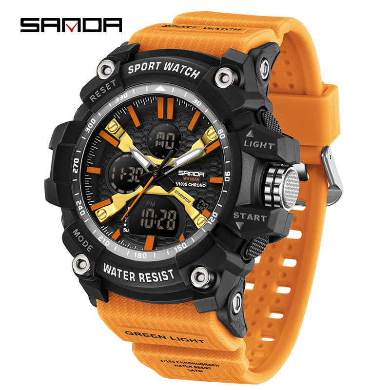 Sanda reloj de venta caliente deportes para estudiantes reloj electrónico luminoso fresco tendencia de moda reloj electrónico impermeable