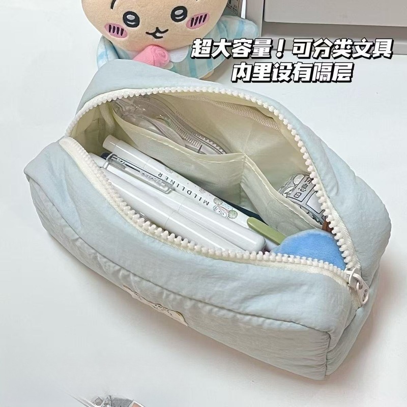 新款纯色猫咪笔袋ins高颜值大容量小学生铅笔袋可爱简约文具盒|undefined