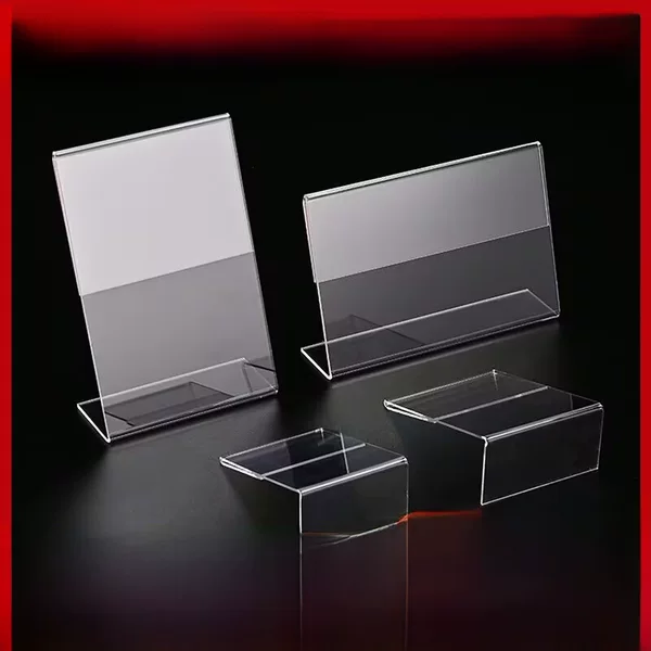A4 Acrylic L-Shaped Double-Sided Transparent Table Sign Advertising Stand Menu Price Tag Display Stand Custom-Made