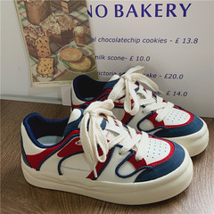 學生皮面小白鞋女2023學生春季款韓版低幫帆布鞋港風運動休閒板鞋