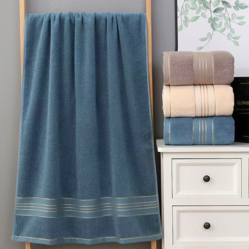 Gold-thread cotton bath towel, large bath towel for home use, good cotton absorbency, hotel bath towel, bath wrap, wholesale, can be embroidered with logo