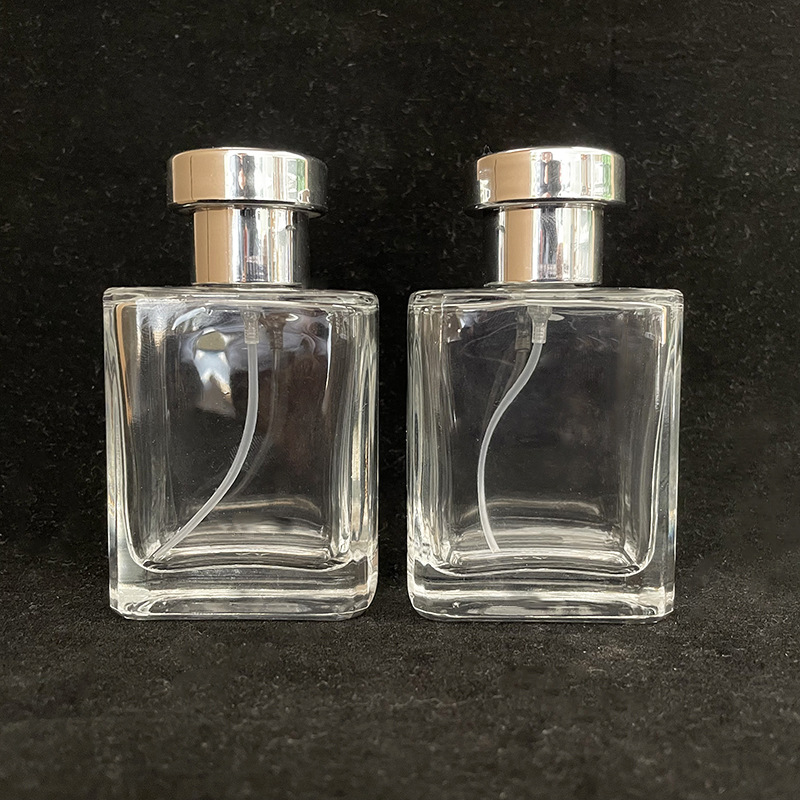 现货B121-50ml银盖透明螺口香水玻璃瓶/分装瓶/喷雾瓶/按压空瓶子