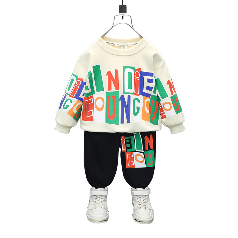 Pull décontracté pour garçons, ensemble deux pièces avec lettres imprimées, vêtements Cool pour bébés, nouvelle collection printemps et automne 2023_voghion.com