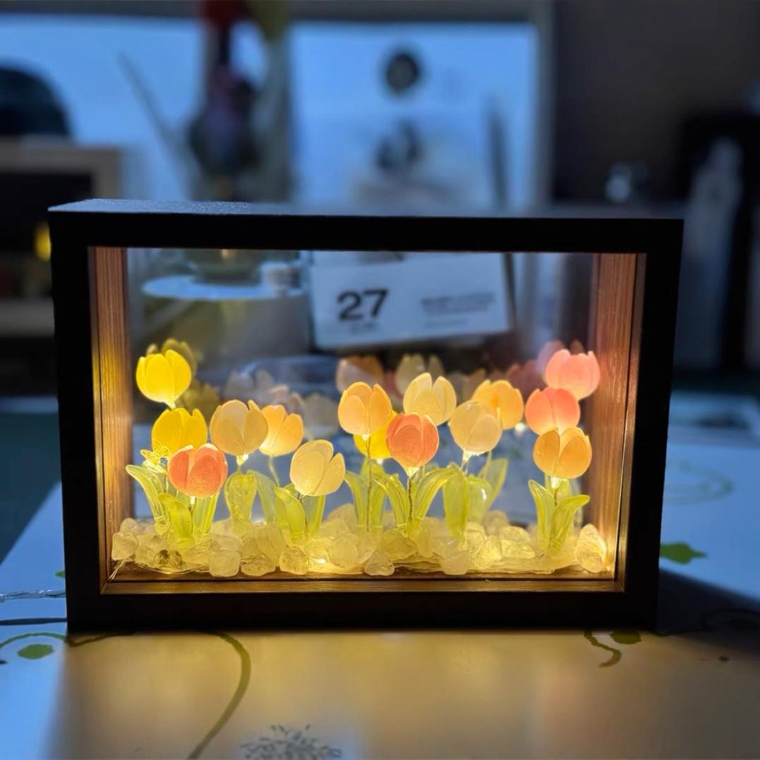 Tulipanos de contracción térmica marco decoración de decoración de luces nocturnas DIY paquete de materiales regalo creativo para amigos del Festival del Medio Otoño