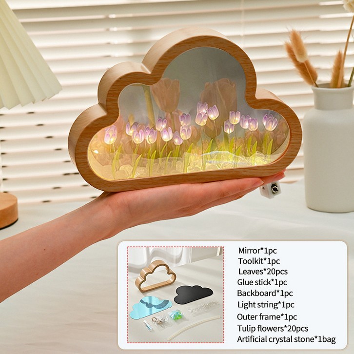 Tiktok misma nube tulipán flor mar noche luz terminado chica dormitorio linterna regalo del Día de San Valentín