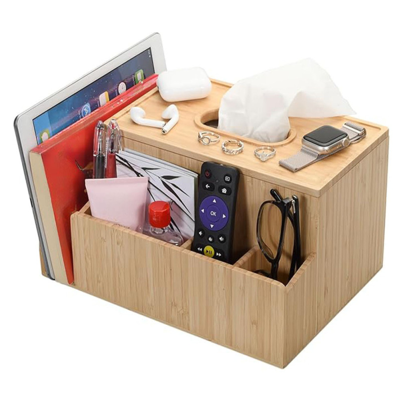Bamboo Desktop Organizer Tissue Box Holder Tablet Stand iPad Remote Control Reading Glasses Storage Box Bamboo Desktop Organizer Tissue Box Holder Tablet Stand iPad Remote Control Reading Glasses Storage Box