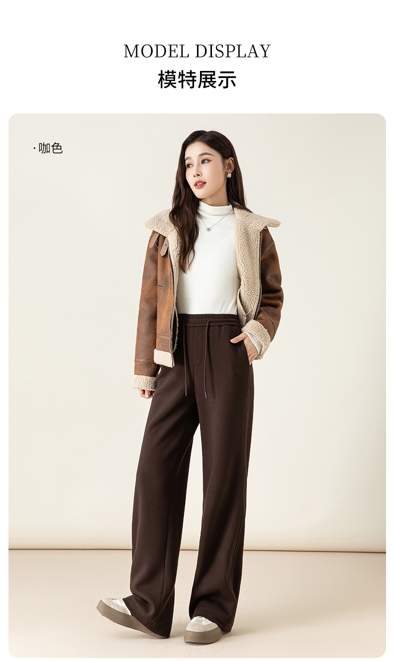 Quần jogger nữ ống rộng lót lông mùa đông chất modal mềm mại dáng suông — đen chi tiết 28