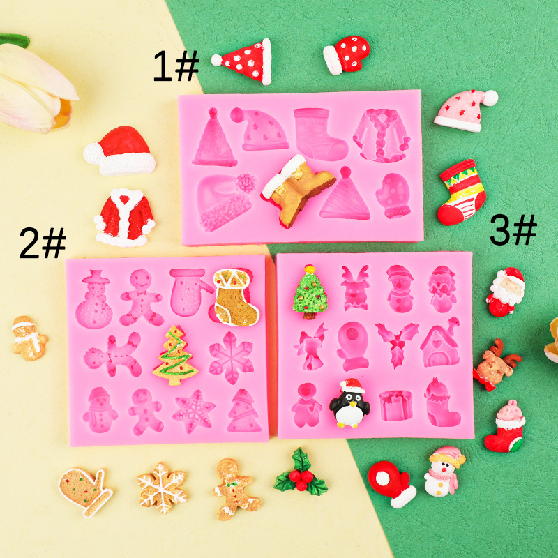 DIY epoxi Navidad árbol de Navidad galleta calcetines modelado molde de silicona fondant molde de decoración de chocolate hecho a mano