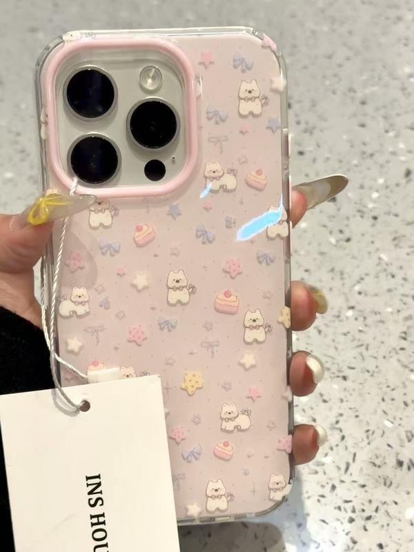 ファンデーションの紋様の蝶結びの子犬はiphone16 proの携帯電話の携帯電話の新型の14リンゴ15/13/12女性8を適用します。|undefined
