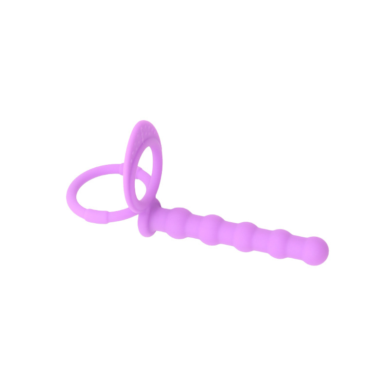 Dual Bead Silicone Anal Plug and Prostate Massager, Manual Control, Red — detail image 1