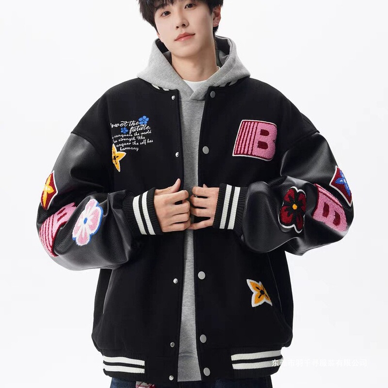 American-Style Color-Blocking Baseball Jacket for Men, Autumn 2025, Jersey-Style Embroidered Cool High-Street Casual Couple's Jacket