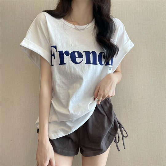 Ins Pure Want to 2025 New Summer Internet Celebrity Shoulder Short-sleeved T-shirt Loose Women's Top Slimming Base Women's T-shirt