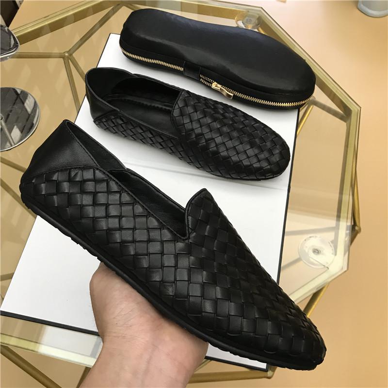 Tods men's leather new summer breathable woven men's shoes soft bottom casual trendy driving loafers