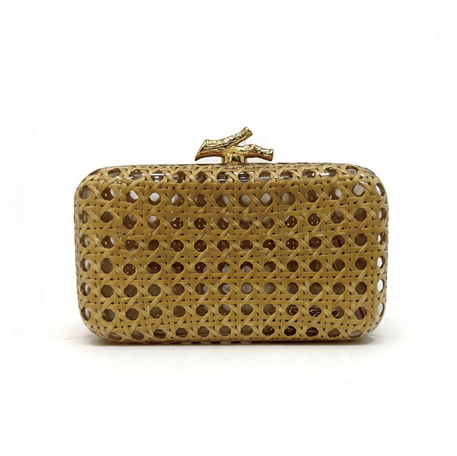 Bolsa de cena de damas transfronterizas de metal portátil de moda acrílico de caña elegante bolsa de cena idílica retro