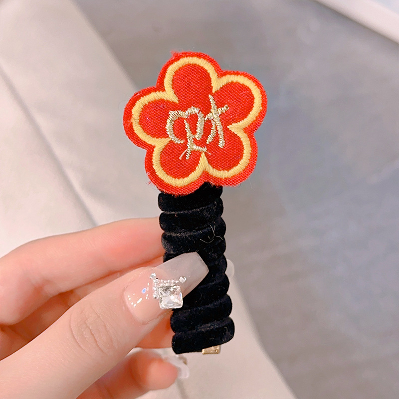 Felpa Año Nuevo accesorios para el cabello para niños línea telefónica rica banda para el cabello cuerda para el cabello Velvet Cherry Bow banda de goma banda para el cabello