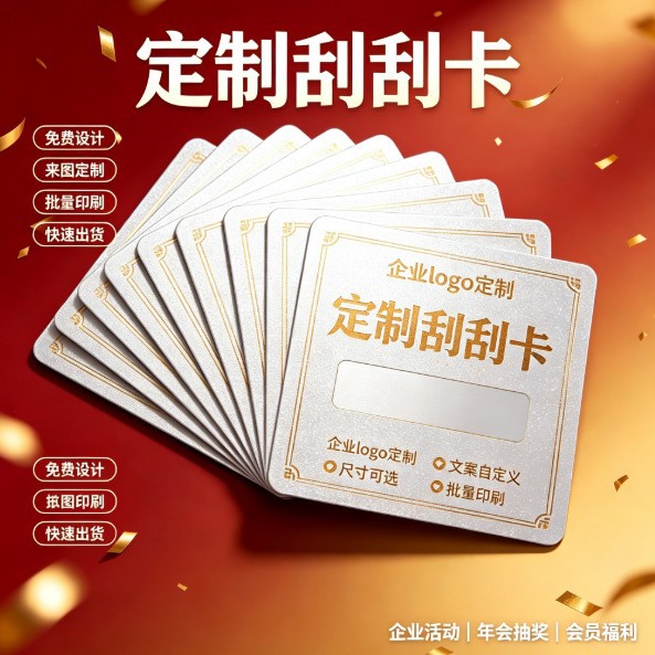 定制刮刮卡餐饮刮刮乐彩票奖券刮奖卡多宫格刮刮卡可变码防伪奖卡