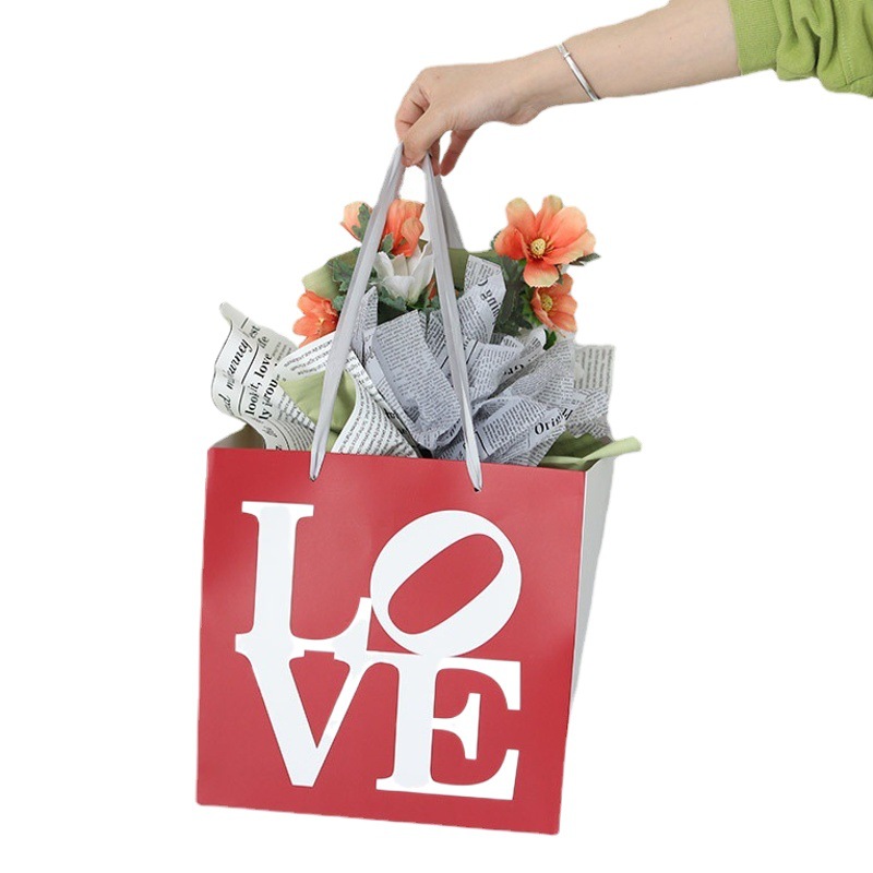 En línea de la celebridad de texto cuadrado arreglo floral bolsa de flores ramo de flores bolsa de embalaje bolsa de regalo bolso floral tienda de flores material al por mayor