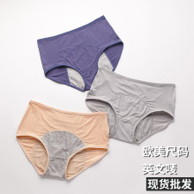 跨境生理内裤女透气网孔前后防漏经期中高腰大码内裤一件代发9044
