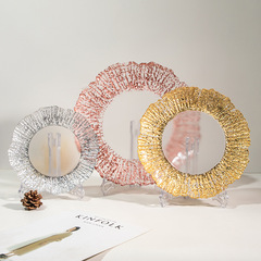 廠家貨源北歐風金邊玻璃盤家用金箔邊透明盤水果沙拉碗盤花邊盤