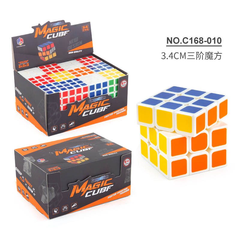 Mini 3,4 cm de tercer orden Cubo de color sólido de rotación suave Cubo de orden positivo Ciencia Educativa y educación juguete caja de presentación traje