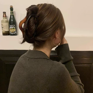 复古风异形磨砂发夹网红抓夹美拉德鲨鱼夹韩国后脑勺发卡夹子头饰