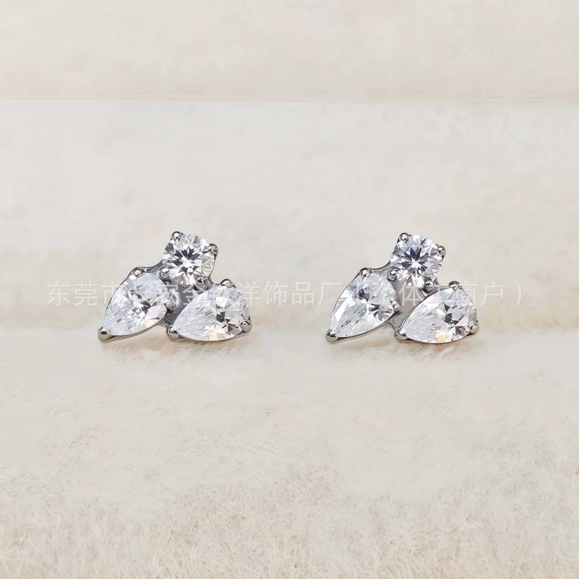 F136 Titanium Water Drop Zirconia Labret Stud Ear Lip Nose Ear Bone Piercing Jewelry G23 Titanium Alloy detail image 4