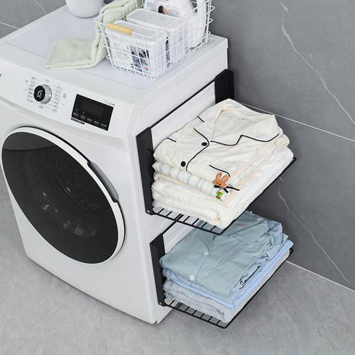 Cross-border bathroom dirty clothes basket rack washing machine side dirty clothes basket folding wall-mounted dirty clothes storage basket