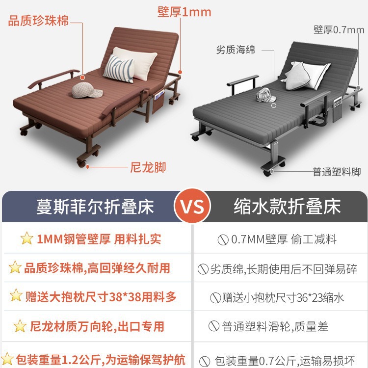 Cama plegable Oficina almuerzo artefacto individual cama simple casa siesta reclinable cama de acompañamiento cama temporal cama de campamento