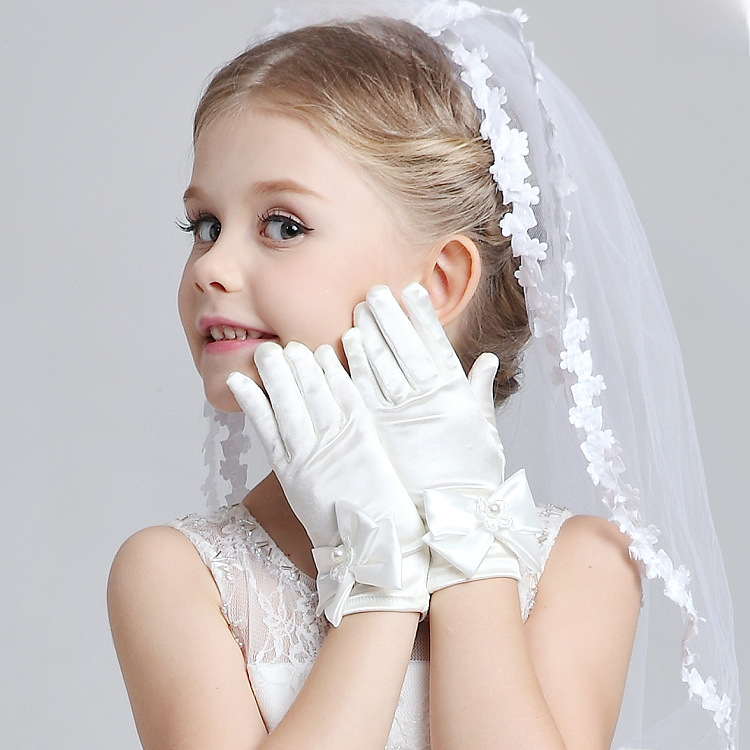 Children's formal wear dance dress princess skirt accessories performance gloves flower child bow tie special bow tie gloves 