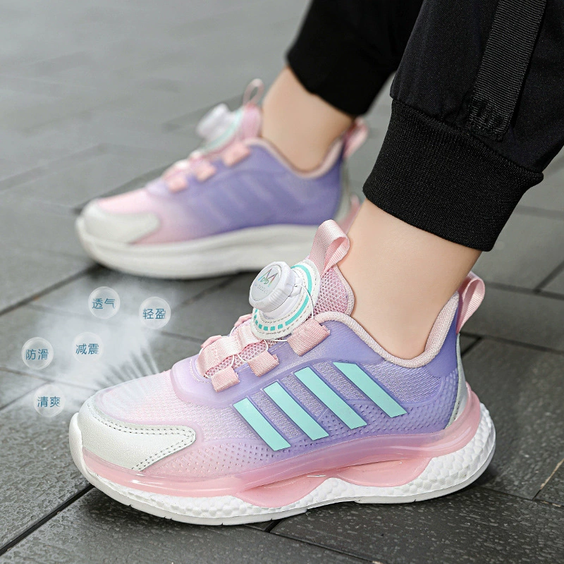 Обувь на пуговицах для девочек 2024 Весна детская спортивная обувь для мальчиков дышащая беговая обувь