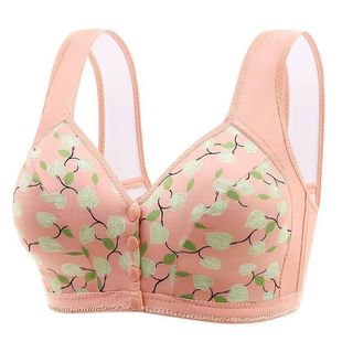 Cross-Border Front-Button Mother's Underwear Vest Style Women's Large Size Wire-Free Bra Thin Bra for Middle-Aged and Elderly Women