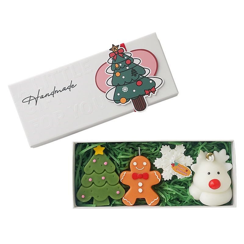 Caja de regalo con velas aromáticas navideñas, diseño artesanal y creativo, regalo ideal con fragancia festiva