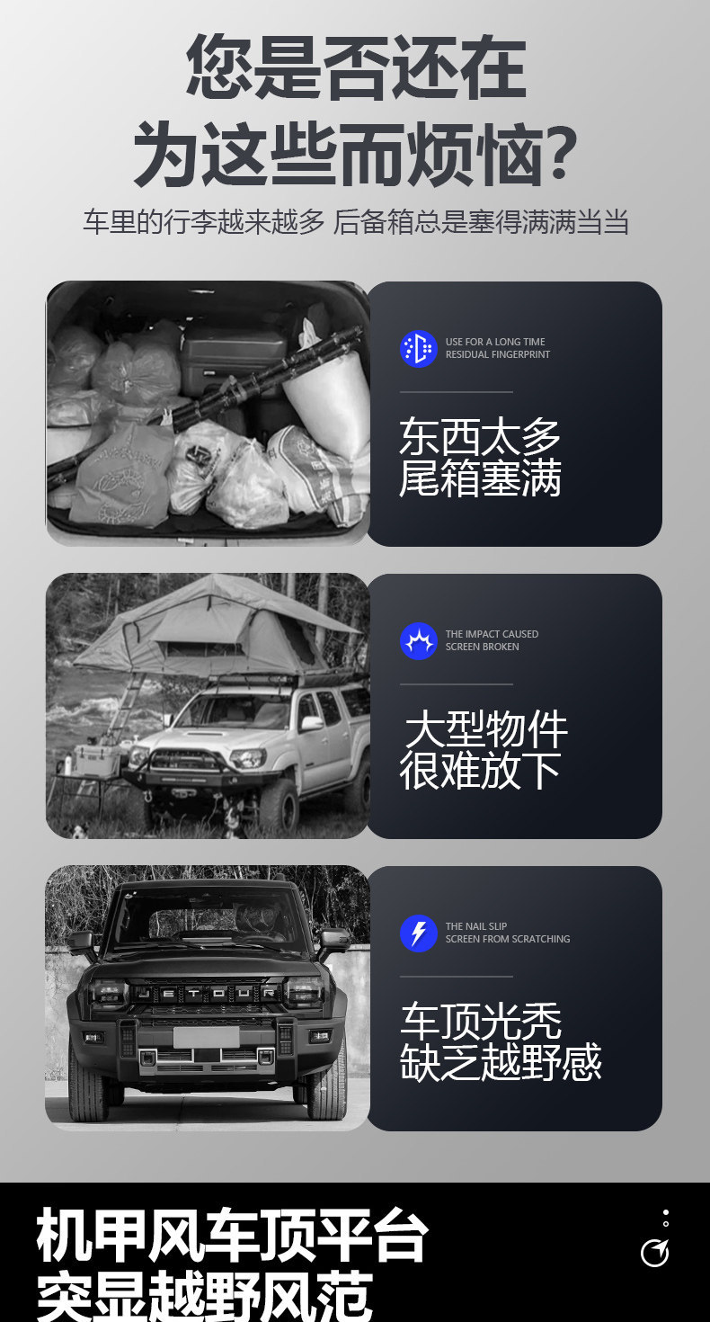 Suitable for Jietu Traveler Outdoor Camping Car Roof Expansion, Explorer Car Roof Luggage Rack, Canopy Side Tent, Ladder
