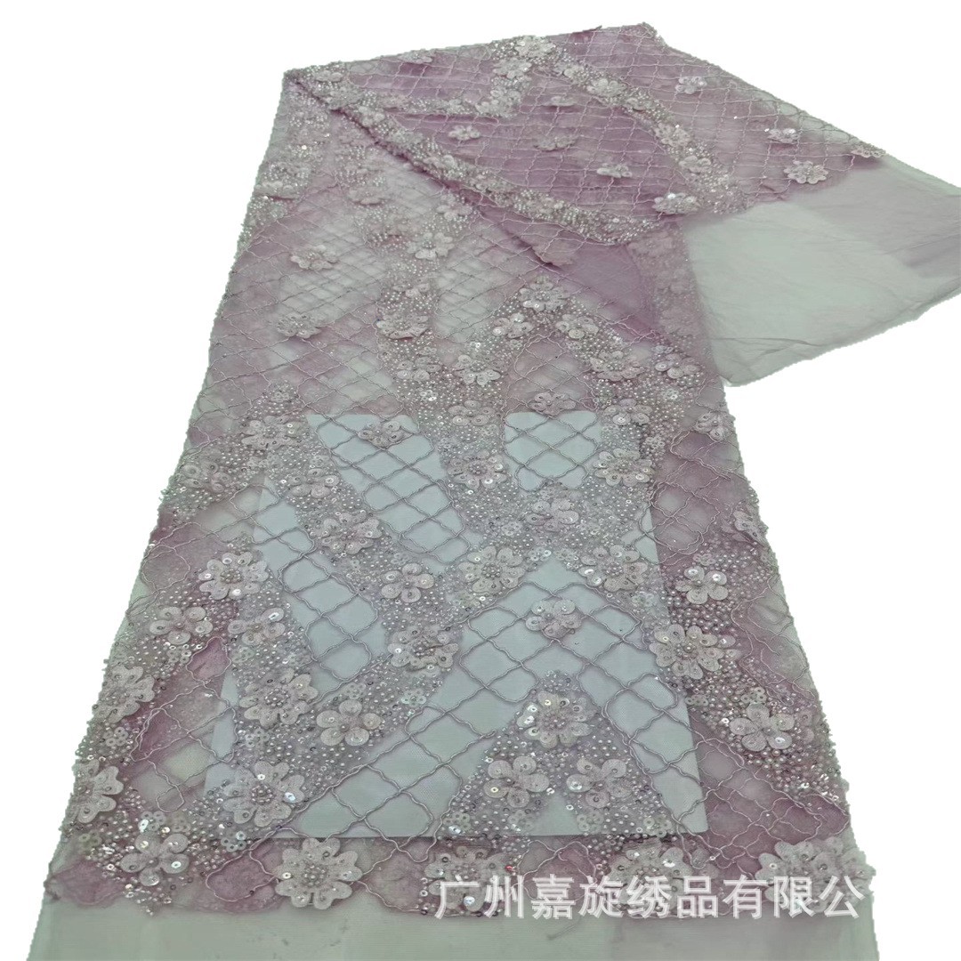 Nueva tela de malla minimalista con rayas, bordado láser 3D, lentejuelas y cuentas para vestidos de moda y vestidos de novia. image 6