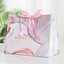 ins风礼品袋大理石纹手提袋包装袋纸袋创意节日礼物袋服装袋