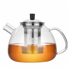Tea water separation filter teapot thickened glass teapot set heat-resistant teapot transparent flower and fruit teapot set