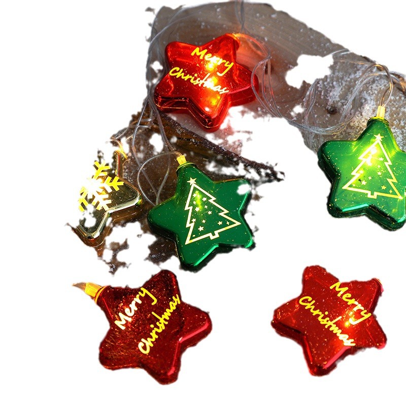 Hong Kong Heng decoraciones de Navidad luces de colores luces de cortina de estrella de cinco puntas LED cadena colgante de árbol de Navidad adornos colgantes