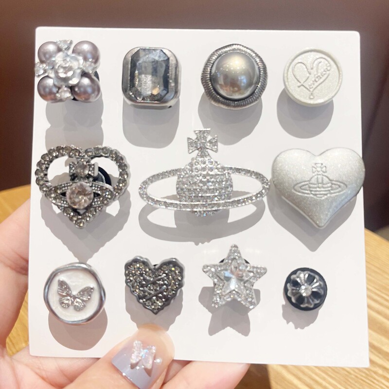 Lost Saturn Hole Shoes Accessories DIY Shoe Flower Decorative Shoe Buckle Accessories Pearl Flower Women's Shoes Rhinestone Jewelry