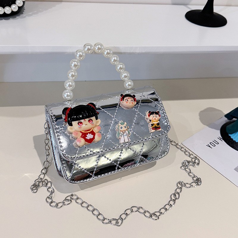 Bolsos infantiles, bolsos de moda princesa de perlas, bolsos de cambio de chicas lindas, bolsos de hombro de chicas