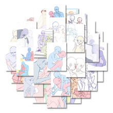 126张人体结构双人素材贴纸美术生绘版图鉴手机壳笔记本贴画防水