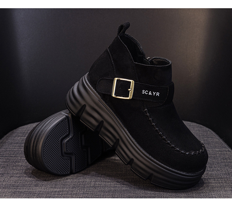 Giày boot nữ cổ cao đế dày tăng chiều cao phong cách Anh quốc cổ điển — M2961 màu đen, Lạc đà M2961, M2961 màu nâu, M2961 màu vàng chi tiết 37