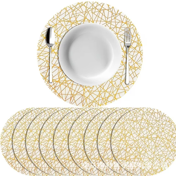 Cross-Border Disposable Gold Patterned Placemats 33Cm*33Cm Mesh Hollow Table Mats for Weddings and Festivals