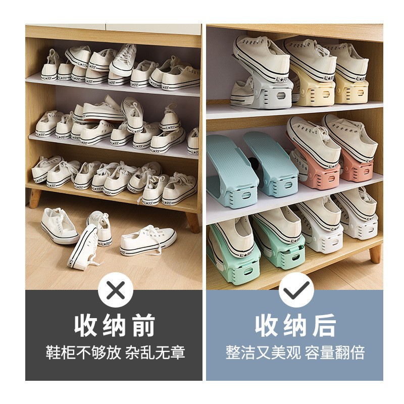 Estante de almacenamiento ajustable de zapatos soporte de zapatos de doble capa dormitorio armario de zapatos acabado estratificado estante de almacenamiento de zapatillas artefacto mágico