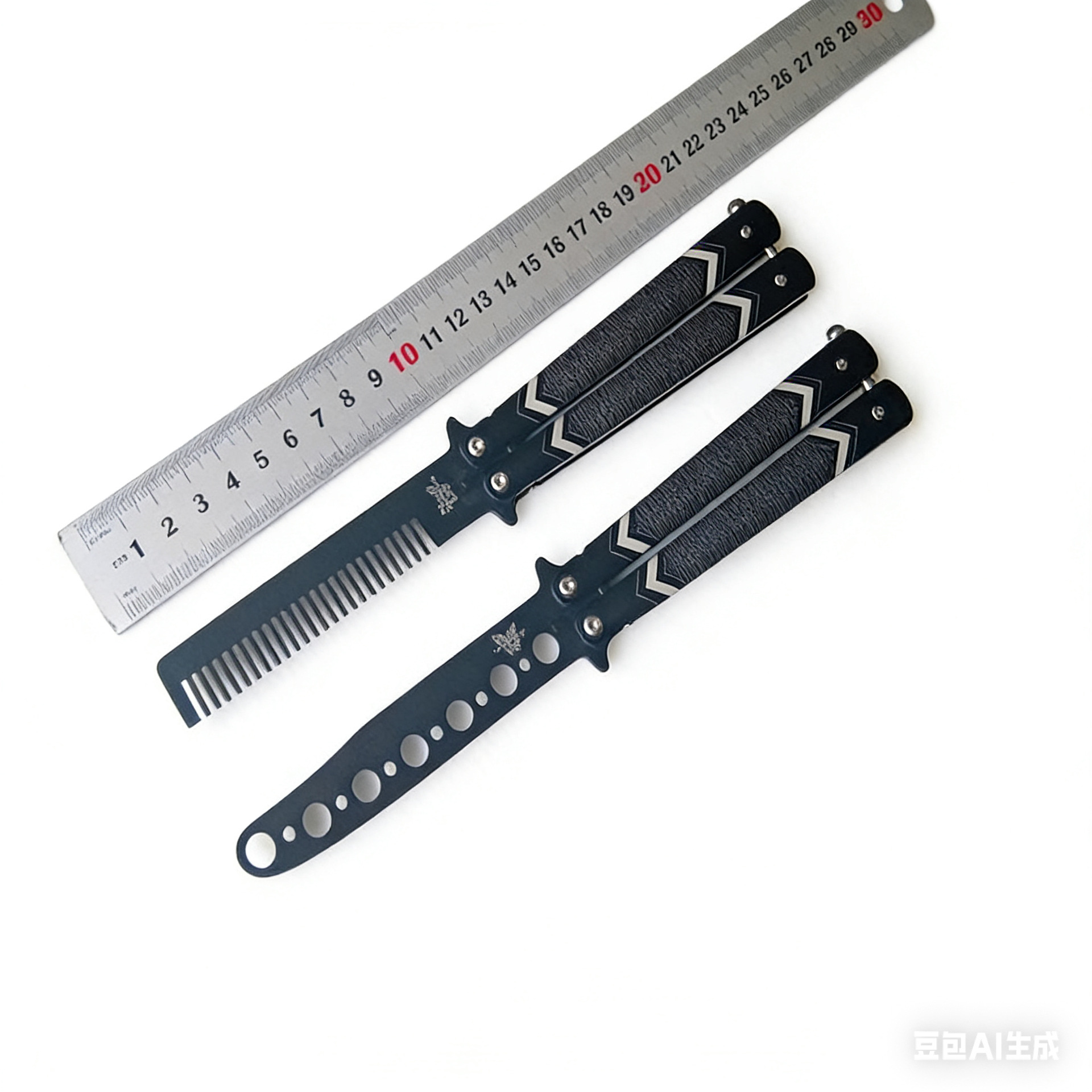 蝴蝶工具训练甩刀  不开刃 练习工具 新款条纹柄蝴蝶刀