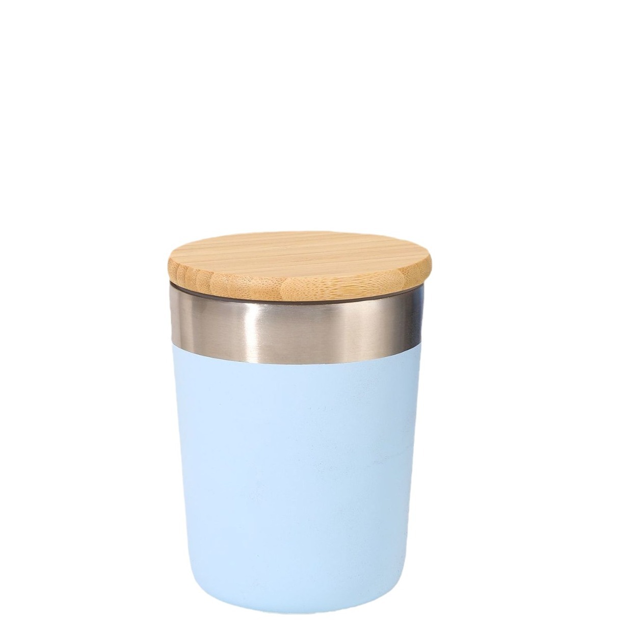 Cubierta de bambú transfronteriza de acero inoxidable 304 creativa taza de huevo portátil al aire libre taza de acompañamiento con cubierta de madera cubierta de bambú