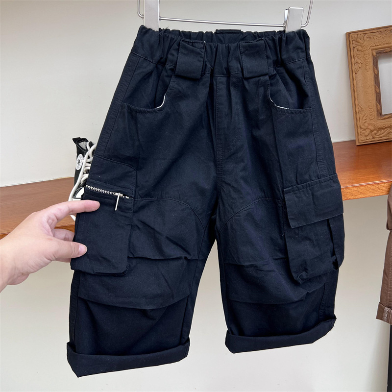 2024 Podzimní dětské americké ležérní vícekapsové pracovní oblečení pro chlapce a dívky Volné vyprané rovné trubkové dlouhé kalhoty_voghion.com