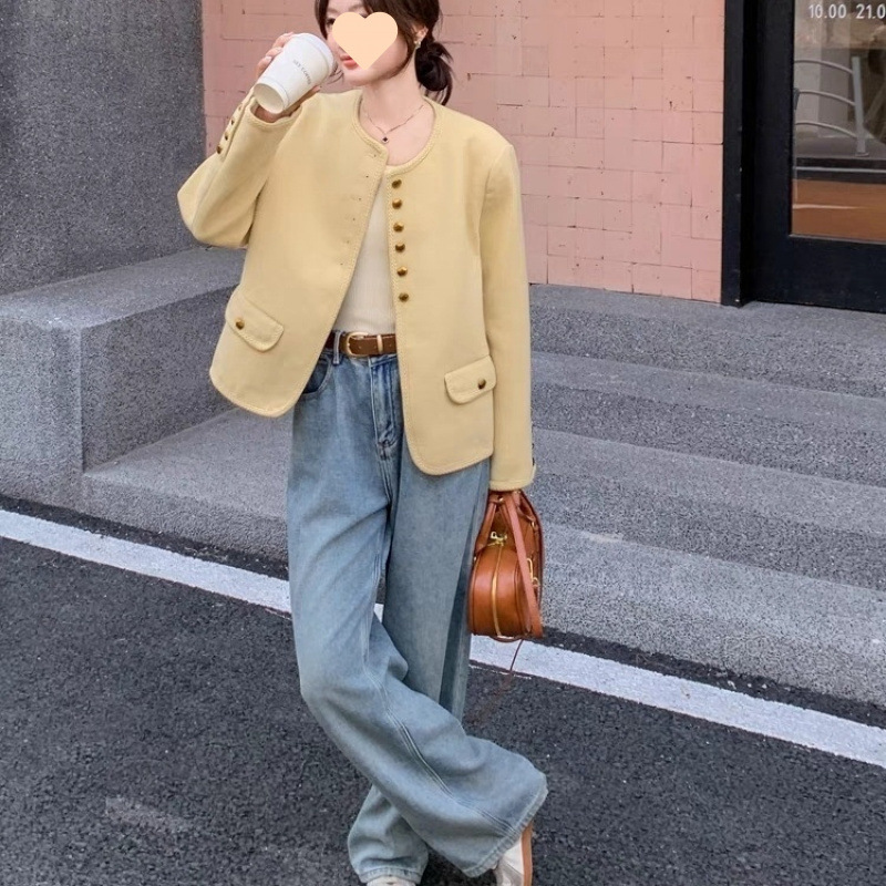 黄色小香风外套女春秋2025年新款高级感时髦洋气质感小众设计上衣|undefined