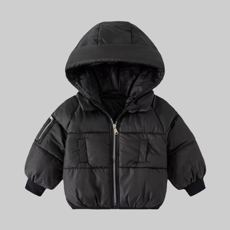 Ropa de algodón para niños, chaqueta de moda para niños, chaqueta de algodón caliente para niños con sombrero de otoño y invierno