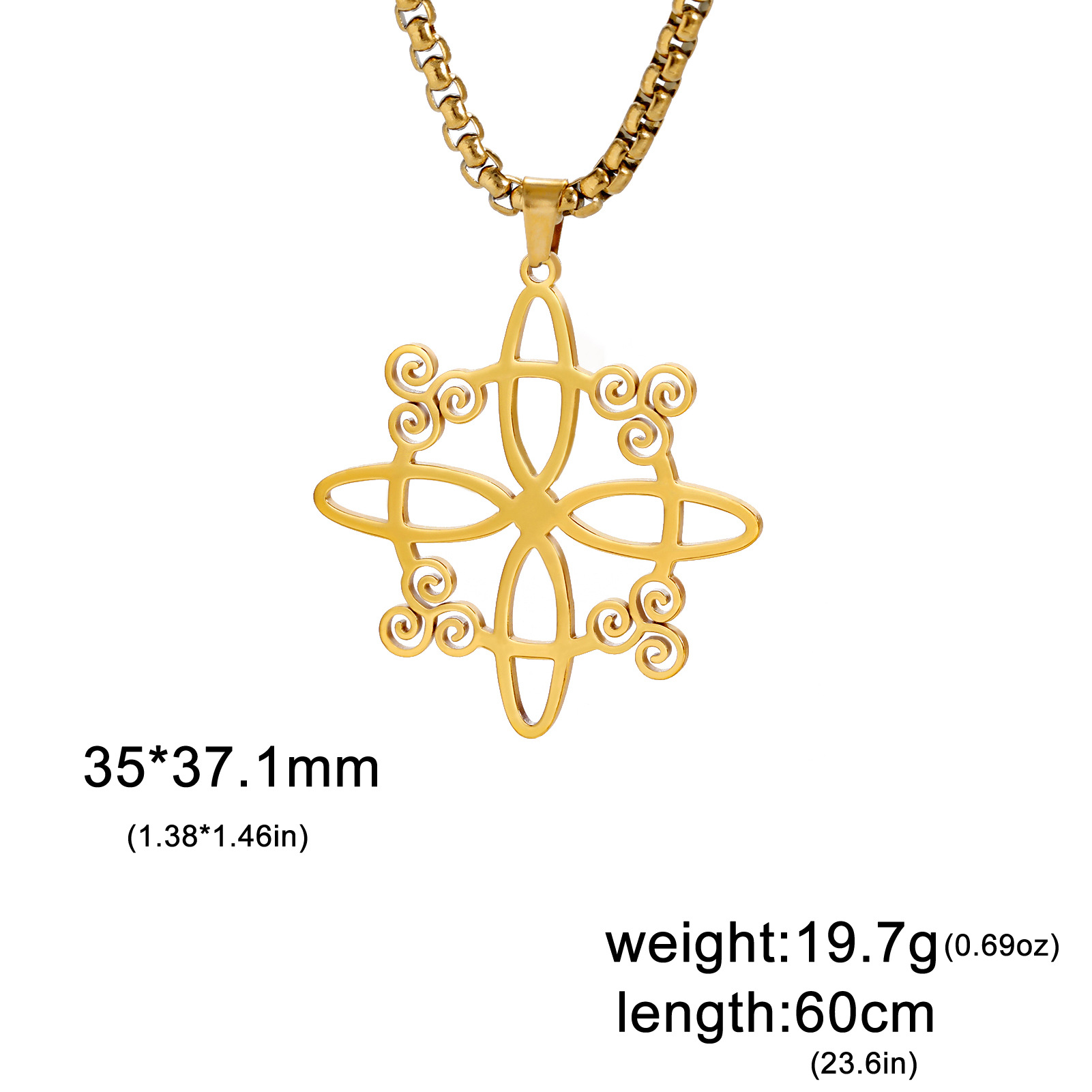 Cross-border Hot Selling Wholesale Simple And Stylish Personality Witch Knot Three Curved Leg Pendant 304 Material Stainless Steel Necklace display picture 3